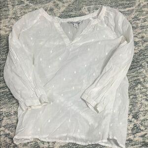 Old Navy Relaxed 3/4 Sleeve White Blouse
